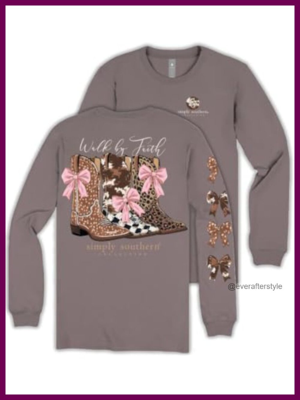 Simply Southern Walk by Faith Boots & Bows Long Sleeve Tee